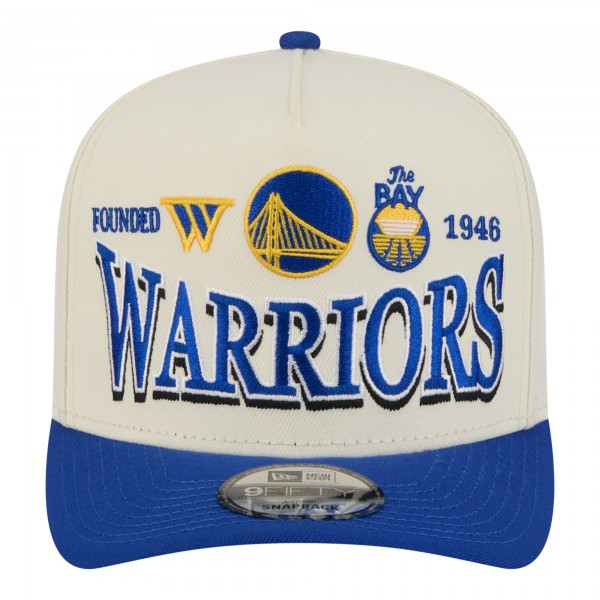 Бейсболка Golden State Warriors New Era Cream/Royal Stretched 2-Tone A-Frame 9FIFTY