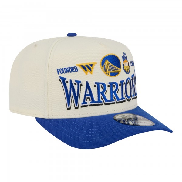 Бейсболка Golden State Warriors New Era Cream/Royal Stretched 2-Tone A-Frame 9FIFTY