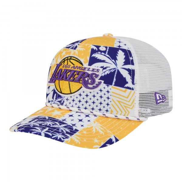 Бейсболка Los Angeles Lakers New Era White Fan Pack Tropical Pattern 9SEVENTY
