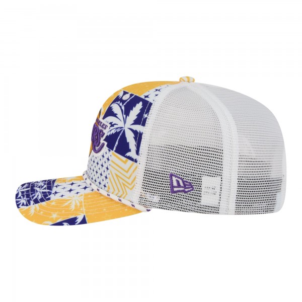 Бейсболка Los Angeles Lakers New Era White Fan Pack Tropical Pattern 9SEVENTY