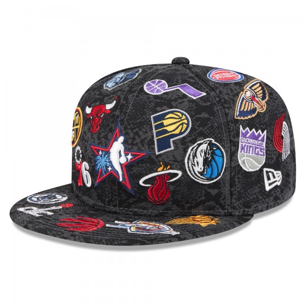 Бейсболка 2026 NBA All-Star Game New Era Black Allover Logos 59FIFTY