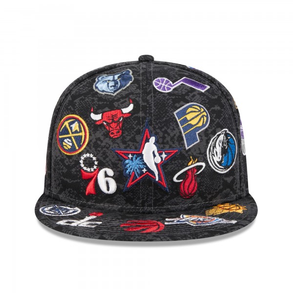 Бейсболка 2026 NBA All-Star Game New Era Black Allover Logos 59FIFTY