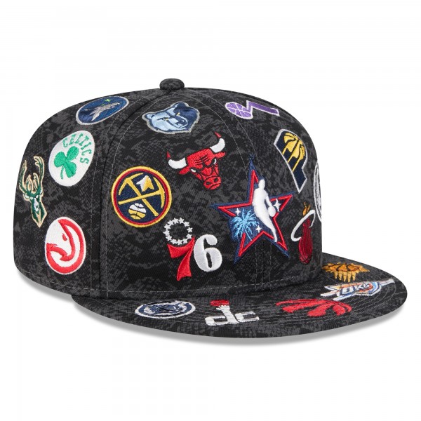 Бейсболка 2026 NBA All-Star Game New Era Black Allover Logos 59FIFTY