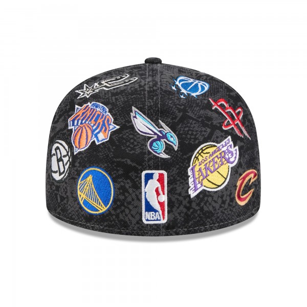 Бейсболка 2026 NBA All-Star Game New Era Black Allover Logos 59FIFTY
