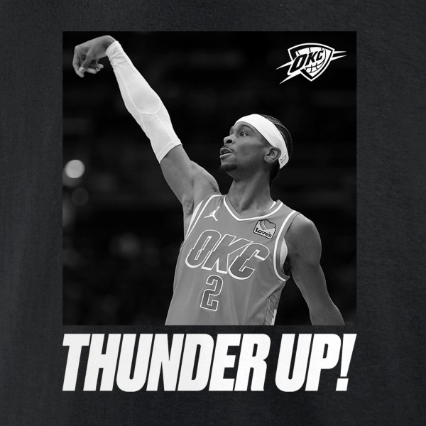 Футболка Unisex Oklahoma City Thunder Shai Gilgeous-Alexander Black 2025 NBA Finals Champions Celebration