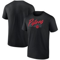 Detroit Pistons Black Color Block Slant Quick Strike T-Shirt