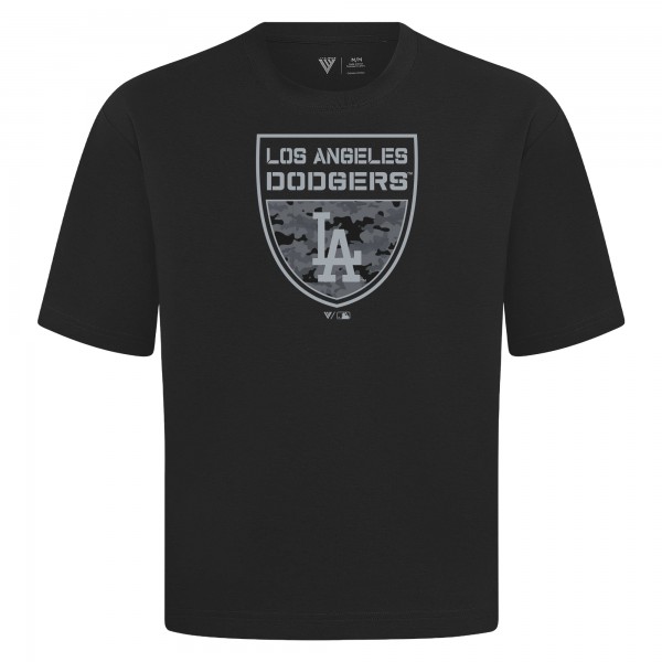 Los Angeles Dodgers Levelwear Black Oversized Luxe Signature Knit Buckler T-Shirt