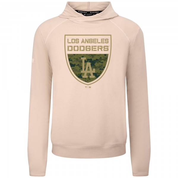 Los Angeles Dodgers Levelwear Khaki Mandate Buckler Tri-Blend Pullover Hoodie