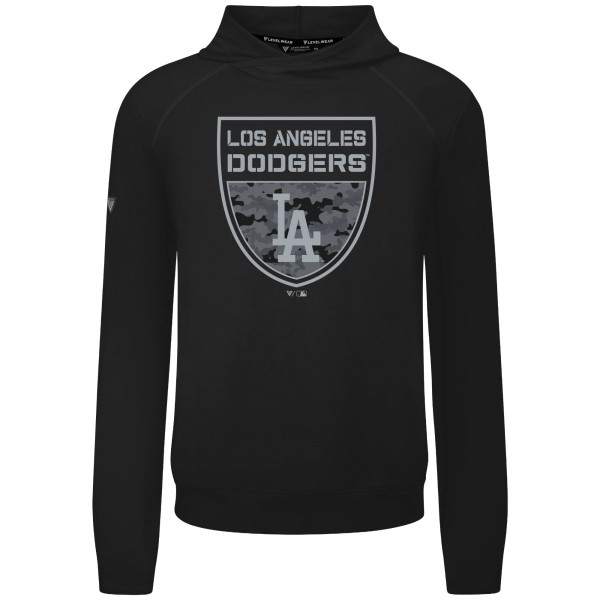 Los Angeles Dodgers Levelwear Black Mandate Buckler Tri-Blend Pullover Hoodie
