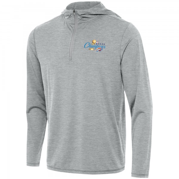 Толстовка на короткой молнии Oklahoma City Thunder Antigua Heather Gray 2025 NBA Finals Champions Tidy