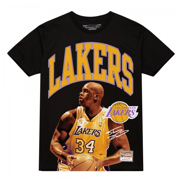 Футболка Los Angeles Lakers Shaquille ONeal Mitchell & Ness Black Hardwood Classics Player Arch
