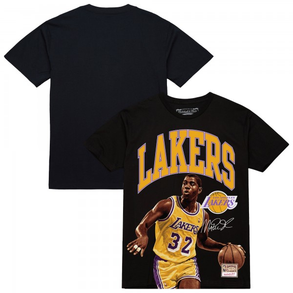 Футболка Los Angeles Lakers Magic Johnson Mitchell & Ness Black Hardwood Classics Player Arch
