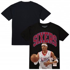 Philadelphia 76ers Allen Iverson Mitchell & Ness Black Hardwood Classics Player Arch T-Shirt