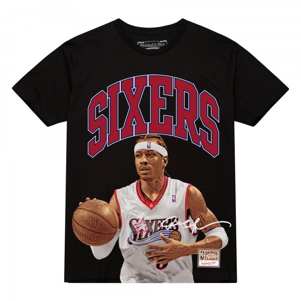 Philadelphia 76ers Allen Iverson Mitchell & Ness Black Hardwood Classics Player Arch T-Shirt