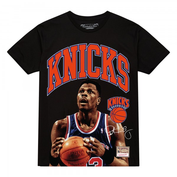 New York Knicks Patrick Ewing Mitchell & Ness Black Hardwood Classics Player Arch T-Shirt