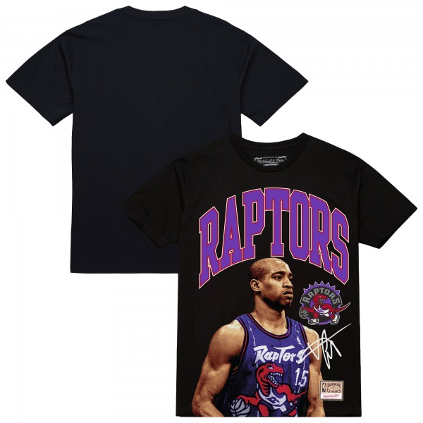 Toronto Raptors Vince Carter Mitchell & Ness Black Hardwood Classics Player Arch T-Shirt