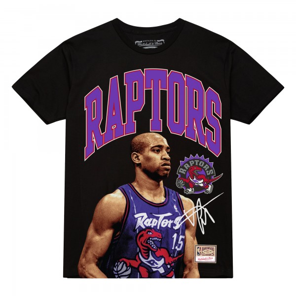 Toronto Raptors Vince Carter Mitchell & Ness Black Hardwood Classics Player Arch T-Shirt