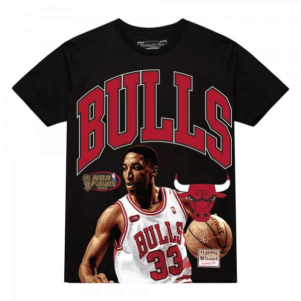 Футболка Chicago Bulls Scottie Pippen Mitchell & Ness Black Hardwood Classics Player Arch