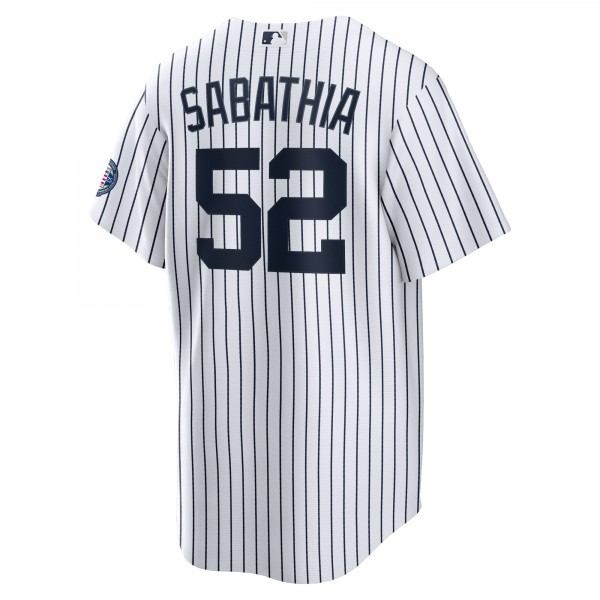 Игровая джерси New York Yankees CC Sabathia Nike White 2025 Baseball Hall of Fame Name & Number Retired Replica