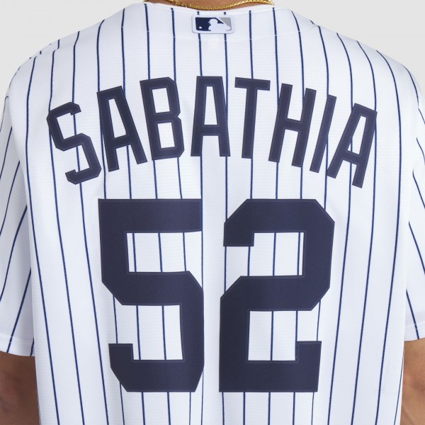 Игровая джерси New York Yankees CC Sabathia Nike White 2025 Baseball Hall of Fame Name & Number Retired Replica