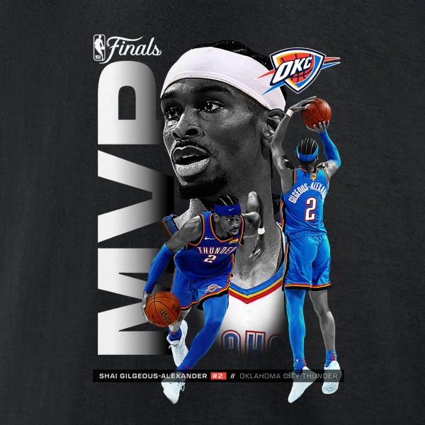 Футболка Oklahoma City Thunder Shai Gilgeous-Alexander Black 2025 NBA Finals MVP 