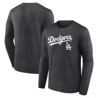 Los Angeles Dodgers Charcoal Team Lockup Long Sleeve T-Shirt