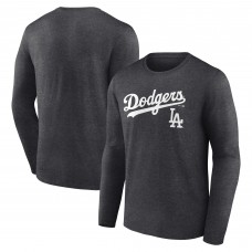 Los Angeles Dodgers Charcoal Team Lockup Long Sleeve T-Shirt