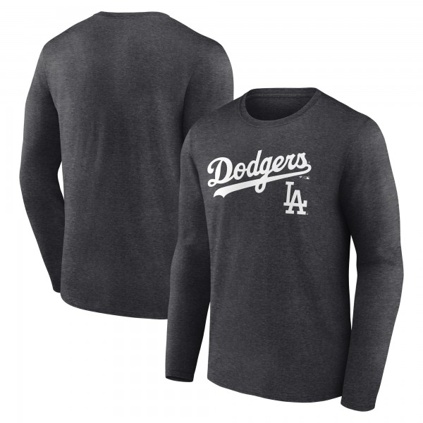 Los Angeles Dodgers Charcoal Team Lockup Long Sleeve T-Shirt