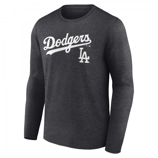 Los Angeles Dodgers Charcoal Team Lockup Long Sleeve T-Shirt