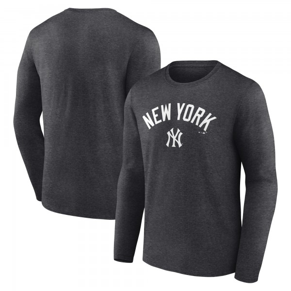 New York Yankees Charcoal Team Lockup Long Sleeve T-Shirt