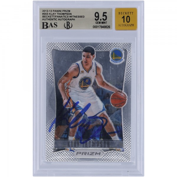Klay Thompson Golden State Warriors Autographed 2012-13 Panini Prizm #203 Beckett Fanatics Witnessed Authenticated 9.5/10 Rookie Card