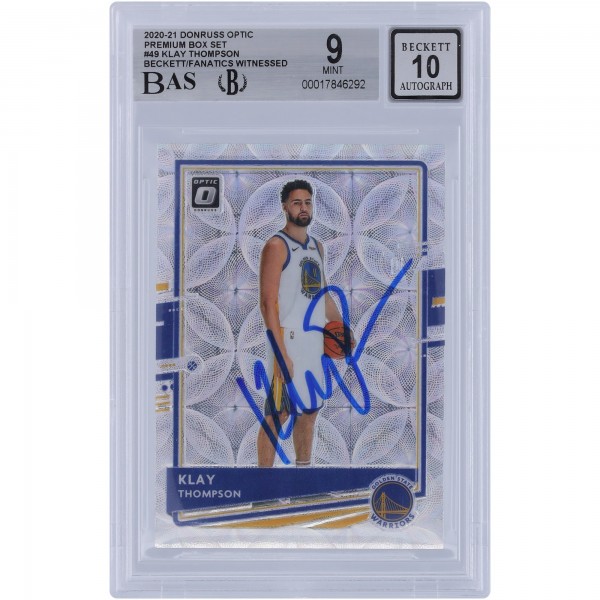 Klay Thompson Golden State Warriors Autographed 2020-21 Panini Donruss Optic Premium Box Set Scope #49 #/249 Beckett Fanatics Witnessed Authenticated 9/10 Card