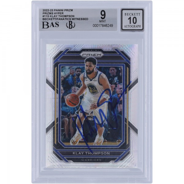 Klay Thompson Golden State Warriors Autographed 2022-23 Panini Prizm Hyper Prizm #115 Beckett Fanatics Witnessed Authenticated 9/10 Card