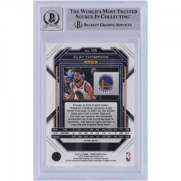 Klay Thompson Golden State Warriors Autographed 2022-23 Panini Prizm Hyper Prizm #115 Beckett Fanatics Witnessed Authenticated 9/10 Card