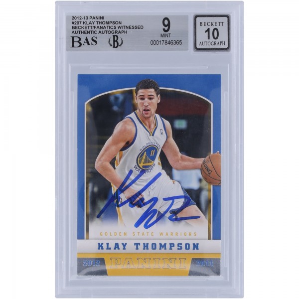 Klay Thompson Golden State Warriors Autographed 2012-13 Panini #207 Beckett Fanatics Witnessed Authenticated 9/10 Rookie Card