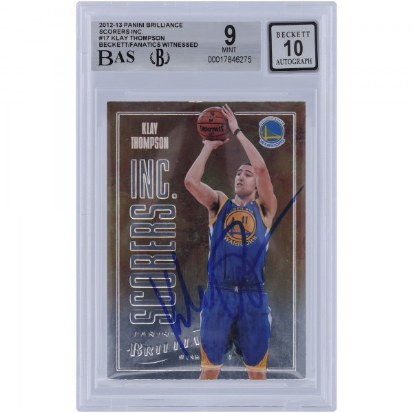 Klay Thompson Golden State Warriors Autographed 2012-13 Panini Brilliance Scorers Inc. #17 Beckett Fanatics Witnessed Authenticated 9/10 Rookie Card