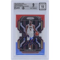 Evan Mobley Cleveland Cavaliers Autographed 2021-22 Panini Prizm Red White & Blue Prizm #325 Beckett Fanatics Witnessed Authenticated 9/10 Rookie Card