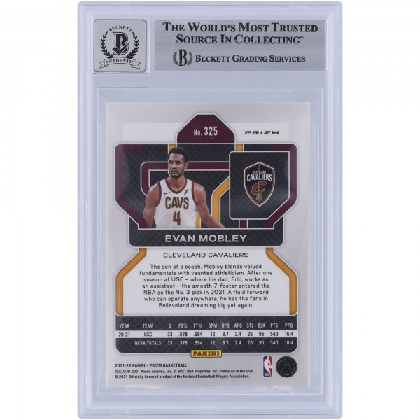 Evan Mobley Cleveland Cavaliers Autographed 2021-22 Panini Prizm Red White & Blue Prizm #325 Beckett Fanatics Witnessed Authenticated 9/10 Rookie Card