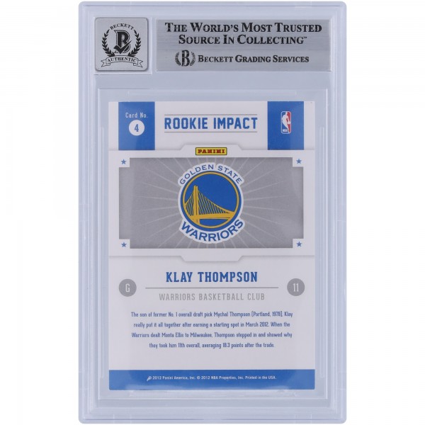 Klay Thompson Golden State Warriors Autographed 2012-13 Panini Hoops Rookie Impact #4 Beckett Fanatics Witnessed Authenticated 9/10 Rookie Card