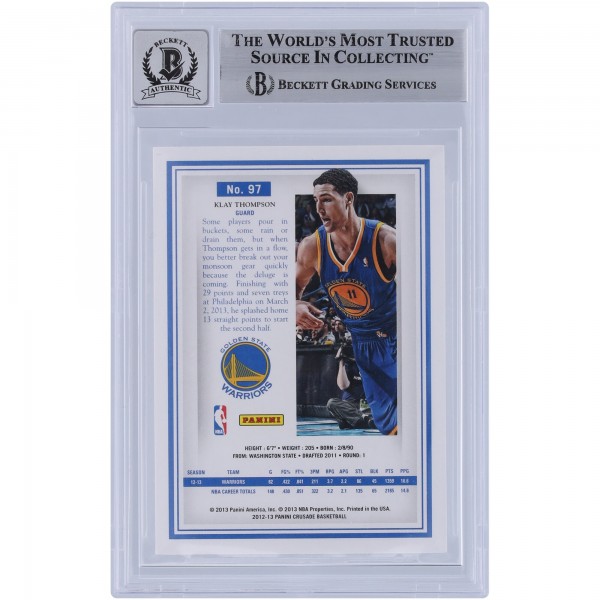 Klay Thompson Golden State Warriors Autographed 2012-13 Panini Crusade #97 Beckett Fanatics Witnessed Authenticated 9/10 Rookie Card