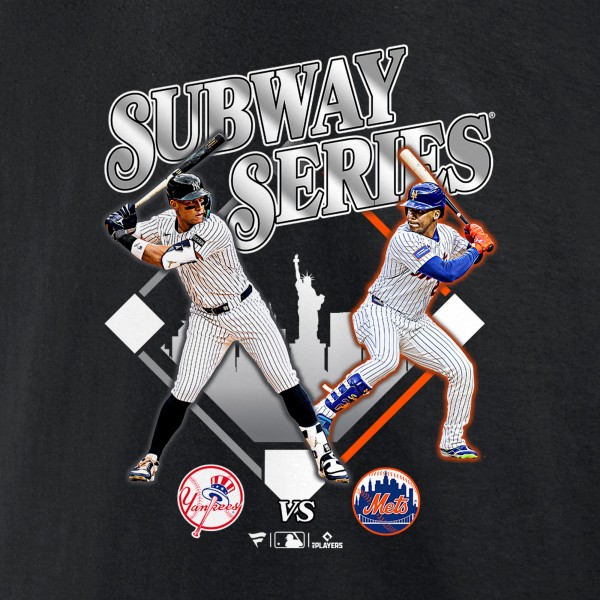 New York Yankees vs. New York Mets Aaron Judge & Juan Soto Black 2025 Subway Series Matchup T-Shirt