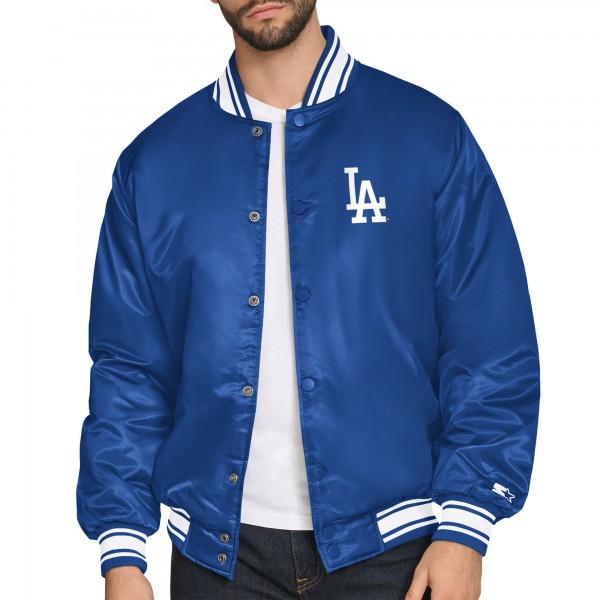 Los Angeles Dodgers Starter Royal Printed Logo Varsity Full-Snap Satin Jacket