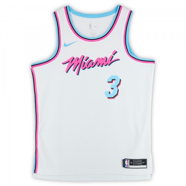 Игровая джерси Dwyane Wade Miami Heat Autographed Fanatics Authentic White Nike Miami Vice Swingman