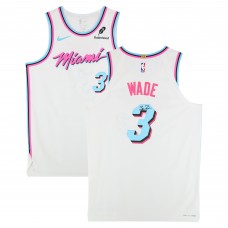 Игровая джерси Dwyane Wade Miami Heat Autographed Fanatics Authentic White Nike Miami Vice Authentic