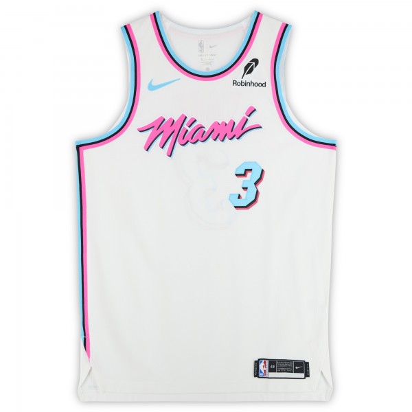Игровая джерси Dwyane Wade Miami Heat Autographed Fanatics Authentic White Nike Miami Vice Authentic