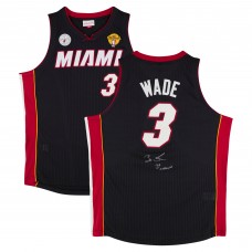 Игровая джерси Dwyane Wade Miami Heat Autographed Fanatics Authentic Black Mitchell & Ness 2012-13 Authentic with 3X Champs Inscription