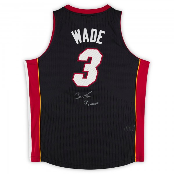 Игровая джерси Dwyane Wade Miami Heat Autographed Fanatics Authentic Black Mitchell & Ness 2012-13 Authentic with 3X Champs Inscription