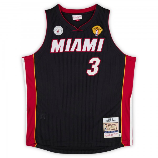 Игровая джерси Dwyane Wade Miami Heat Autographed Fanatics Authentic Black Mitchell & Ness 2012-13 Authentic with 3X Champs Inscription