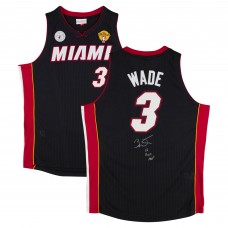 Игровая джерси Dwyane Wade Miami Heat Autographed Fanatics Authentic Black Mitchell & Ness 2012-13 Authentic with 06 Finals MVP Inscription