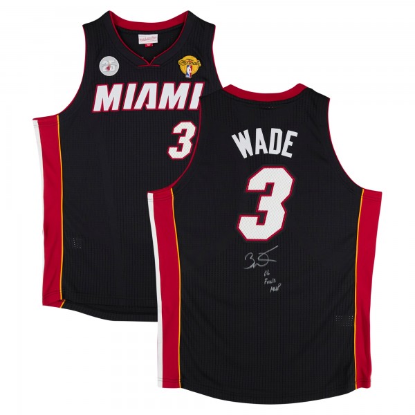 Игровая джерси Dwyane Wade Miami Heat Autographed Fanatics Authentic Black Mitchell & Ness 2012-13 Authentic with 06 Finals MVP Inscription